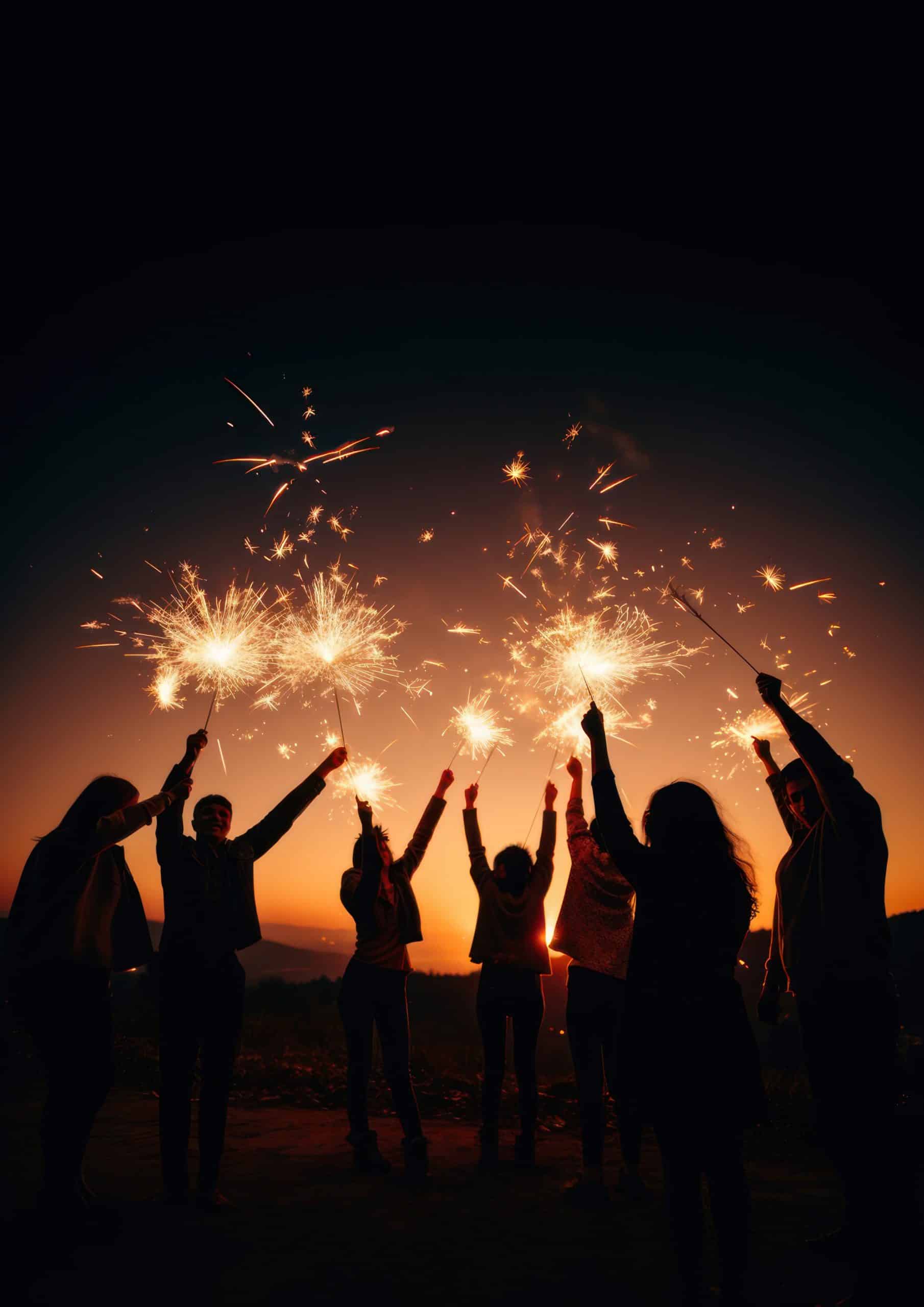 Photo Of *people Celebrating New Year*, Using Sparkler, Copy Space